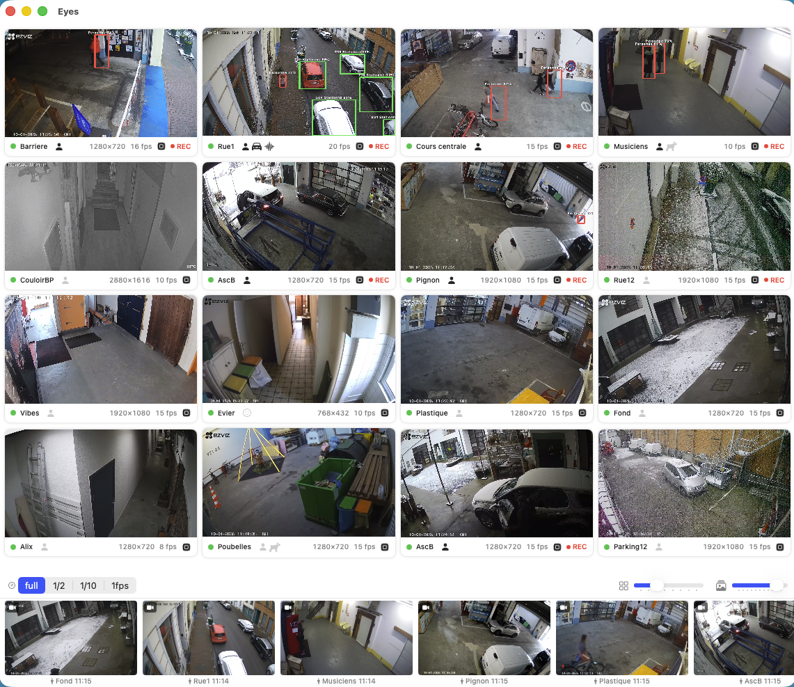 Eyes main interface - Camera grid